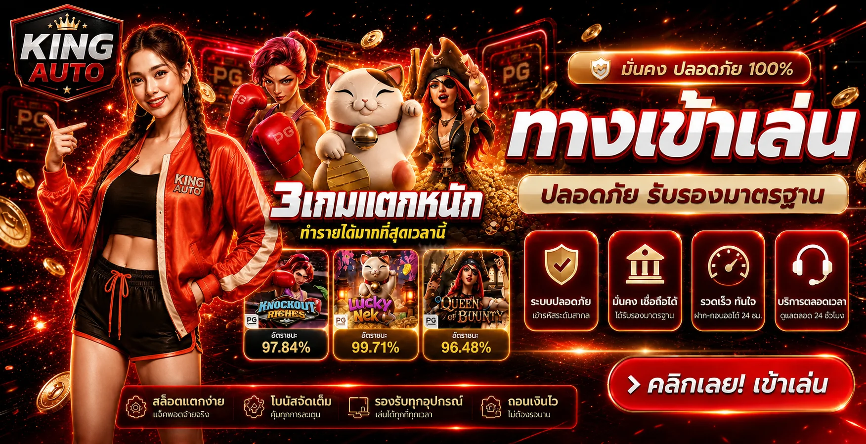 เกมยอดนิยมและทางเข้า KING AUTO
